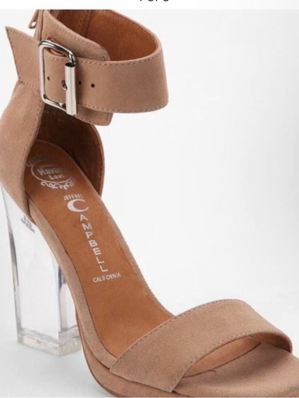 Jeffrey Campbell Tan Suede Sandals with Clear Block Heel Brand New size 10